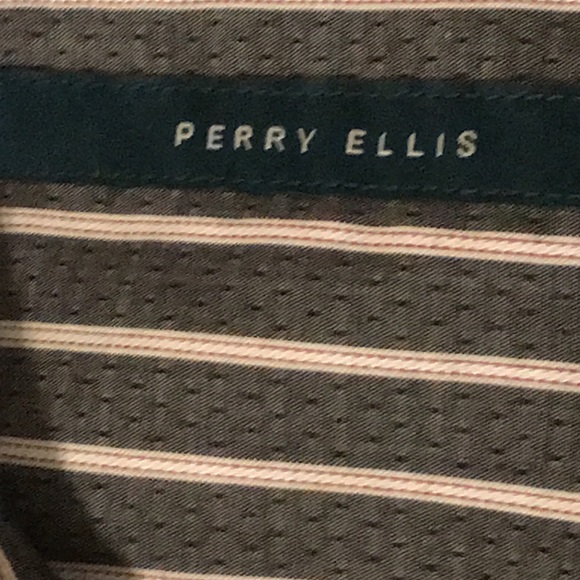 PERRY Ellis XL 100% Cotton Black with White Stripes - Picture 3 of 9